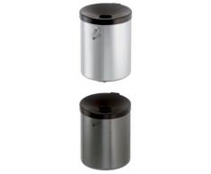 Sicherheits-Wandascher, 6 l Fassungsvermögen - Höhe 250 mm, Ø 180 mm - Stahlblech pulverbeschichtet, graphit - Aschbehälter Aschesammler Feuerhemmender Ascher selbstlöschend