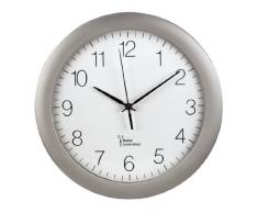 Hama Funk-Wanduhr Küchenuhr (leise, 30cm groß, automatische Zeitanpassung und Zeitumstellung von Sommer- und Winterzeit, modernes Ziffernblatt) Küchenwanduhr silber