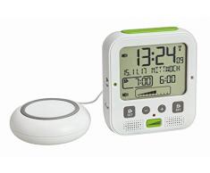TFA Dostmann Boom Funkwecker, Laut mit Vibrationsalarm, Snooze-Funktion, einstellbare Lautstärke und Helligkeit, autom. Nachtbeleuchtung, weiß