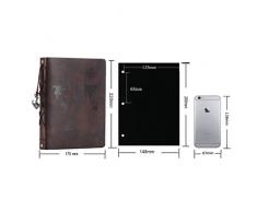 ZEEYUAN Scrapbook Album, Reise Leder Fotoalbum Weltkarte Vintage DIY Selbstklebende Fotobuch Retro Sketch 60 Seiten Besondere Valentines Geburtstag Jahrestag Geschenke für Vater Freund (Kaffee, S)