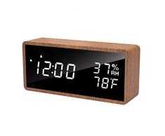 meross LED Wecker digitaler Wecker, Tischuhr mit Akustik Steuerung, Datum, Temperatur und Luftfeuchtigkeit, für Zuhause, Schlafzimmer, Kinderzimmer und Büro
