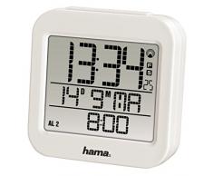 Hama Funk Wecker RC 130 (zwei Weckzeiten, Snooze, Speed Alarm, Thermometer und Kalender) Funkwecker weiß