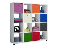 VCM Regal Standregal Säule Bücherregal Aufbewahrung Raumteiler Raumtrenner Sideboard 123 x 120 x 30 Weiß Benas 4x4