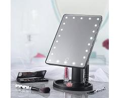 Enletsrt – 360 ° drehbar 22 LED Touch-dimmbar Schreibtisch Kosmetik Make-up Spiegel Spiegel Beleuchtung Kit Touch-Screen Lichtsteuerung Schminktisch Lampen Make-up Spiegel mit Beleuchtung schwarz