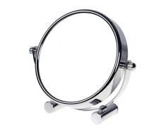 TUKA Designed Kosmetikspiegel 5 Fach, 6 inch Tischspiegel 360° drehbar, Standspiegel Schminkspiegel Badezimmerspiegel Verchromten. Doppelseitiger Rasierspiegel: Normal + 5x Vergrößerung, TKD3142-5x