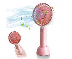 HOTLIFE Mini Ventilator Handventilator Tragbarer Mini USB Lüfter mit 18650 mAh Aufladbarem Batterie Beweglicher 3 einstellbare Geschwindigkeiten Personal Fan für Indoor und Outdoor Aktivitäten (Pink)