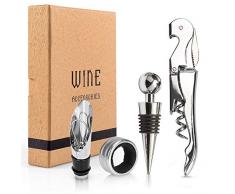 Yobansa Weinöffner-Set,Weinzubehör inklusive Wein Korkenzieher,Weinverschluss,Wein Ausgießer,Tropfringe (Style 0C)