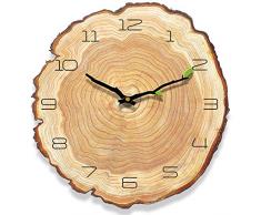 Yoillione Wanduhr Vintage Holz Küchenuhr Retro Wanduhr Landhaus, Nicht Tickende Uhr Holz Wand Geräuschlose Wanduhren Holz für Schlafzimmer, Rund Leise Uhr Wohnzimmer Modern Echtholz Designuhr