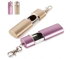 NAOLIU 2 Stück Zigaretten Taschenascher,Tragbarer Aschenbecher, Aschenbecher für Unterwegs, Taschenaschenbecher Geruchsdicht, Reiseaschenbecher mit Schlüsselring(Roségold und Champagner Gold)