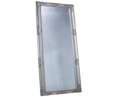 LC Home Wandspiegel Spiegel Silber ca. 180 x 80 cm Antik Stil Barock mit Facettenschliff - XL Ankleidespiegel Ganzkörperspiegel Garderobenspiegel Holzrahmen