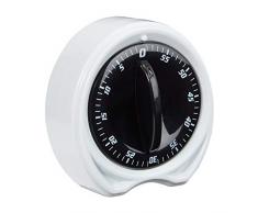 Relaxdays Eieruhr, 1h Zeitintervall, ringender Signalton, Küchenhelfer, mechanisch, Kurzzeitmesser, D: 8cm, weiß/schwarz