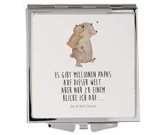 Mr. & Mrs. Panda schminken, Handtasche, Handtaschenspiegel quadratisch Papa Bär mit Spruch - Farbe Weiß