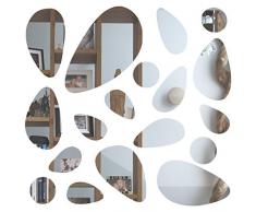 Anladia Spiegelfliesen Wandspiegel Selbstklebend Wandaufkleber, 18 TLG Kiesel-Spiegel DIY Dekospiegel für Wohnzimmer, Kinderzimmer, Badezimmer, Schlafzimmer, Büro