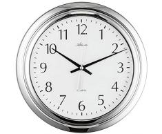 Atlanta - Quarzuhr - Badezimmeruhr - Kunststoffgehäuse chromfarben - dampf- und wassergeschützt - Sekundenzeiger