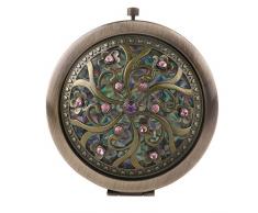 OULII Mini Runde doppelseitige Faltung Spiegel Vintage Kosmetik Make-Up Purse Spiegel Taschenspiegel (zufällige Farbe)