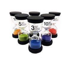Sanduhren-Set, Colorful Zeitmesser/Timer für Kinder, Sanduhren, Glas, für Kinder, 1 Set mit 1 min, 3min, 5 min, 10 min 15 min 30 Min