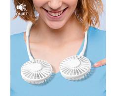 Mini Ventilator, Hände frei um den Hals hängen Tragbar Nackenventilator LED-Licht, Starker Luftstrom Leiser Betrieb USB wiederaufladbar Batterie Tragbarer Mini Ventilator Klein 3 Geschwindigkeiten