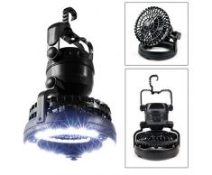 Uonlytech 2-in-1 multifunktionale Camping Zelt licht Wetterfeste Camping Lampe 18-LED Outdoor Zelt Licht mit Deckenventilator für Camping Angeln Wandern (Schwarz)