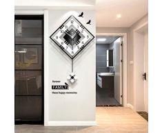 SLRMKK Große Wanduhr, Moderne Pendelwanduhr, große quadratische einfache hängende Uhren, nordische Schaukelquarzuhr für Wohnzimmer Cafe Schlafzimmer-klein 42x65cm (17x26inch)