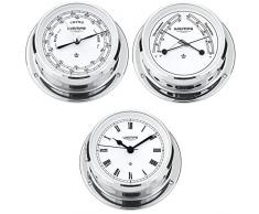 Wempe Serie Skiff Chrom Ø 110mm - Yachtuhr mit römischen Ziffern, Barometer und Comfortmeter