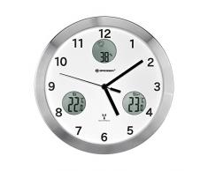 Bresser Funkuhr Wanduhr MyTime io, 30cm große Wanduhr mit geräuschlosem Funkuhrwerk mit Innen- und Außentemperatur + Luftfeuchtigkeitsanzeige, inklusive Funkaußensender, weiß