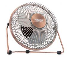 Stagecaptain TV-60U PolarPower 6 Tischventilator - Mini Ventilator Ideal für Schreibtische - 6 großer Lüfter - Stufenlos neigbar - An USB, PC, Powerbank und Steckdose zu betreiben - Kupfer