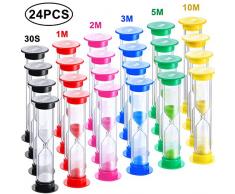 Frienda 24 Stücke Sanduhr Kunststoff Sanduhr Timer Bunte Sanduhr Timer Sand Uhr Timer 30 S 1 Minute 2 Minuten 3 Minuten 5 Minuten 10 Minuten für Erwachsene Kinder im Klassenzimmer Küche Spiele Büro