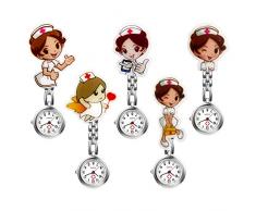 LANCARDO Uhren, Krankenschwester Armbanduhr FOB-Uhr Damen Taschenuhr Analog Quarzuhr aus Legierung LCD037P026 (alle 5 PCS)