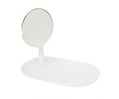 Myroom Schminktablett mit Spiegel 360 Grad drehbar Tisch-Kosmetikspiegel mit Ablage für Zubehör weiß