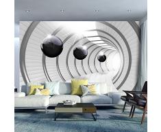 Vlies Fototapete 300x210 cm ! Top Tapete ! Wandbilder XXL Wandbild Bild Fototapeten Tapeten Wandtapete Wanddeko Wand Abstrakt Tunnel Kugel 3D schwarz-weiß a-C-0001-a-a