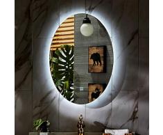 Ovaler Badezimmer-Explosionssicherer Spiegel Mit Beleuchtetem LED-WeißEm/Warmem Licht Und Demister-Auflage-Schminkspiegel, GrößE: 48x58cm, 58x78cm