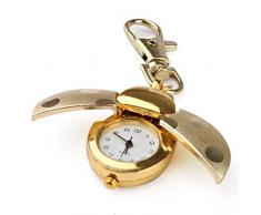 SMARTNAVI Männer Frauen Erwachsene Analog Quarz Goldene Marienkäfer Taschenuhr Schlüsselbund Schlüsselanhänger Uhr Anhänger