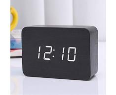 Queta LED Digital Wecker Klein Standuhr mit Datum Temperatur Anzeige, 3 Einstellbare Helligkeit, Sprachsteuerung, 2 Modi Display (Schwarz)