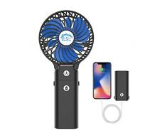 HandFan Handventilator Mini Tragbarer elektrischer persönlicher Lüfter für Faltbarer Desktop-USB-Akku-Lüfter mit 5200 mAh Energienbankfunktion Büro/Heim/Outdoor/Camping/Kinderwagen