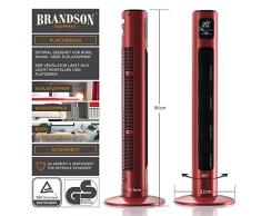 Brandson - Turmventilator mit Fernbedienung und Oszilation 60° - Standventilator - Säulenventilator - 96 cm - Ventilator mit 3 Geschwindigkeitsstufen - Modell 2020 GS Zertifiziert - rubinrot