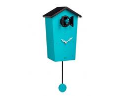 KOOKOO Birdhouse Petrol, Moderne Kuckucksuhr, Design Wanduhr mit 12 Vogelstimmen oder Kuckuck, mit Pendel, Aufnahmen aus der Natur von Jean-Claude Roché