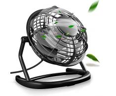 mixigoo USB Ventilator, Mini USB Tischventilator Tragbarer Ultra Leise Mini Ventilator 360° Grad Drehung Neigbar mini Lüfter für Büro Desktop, Familien, Camping - Schwarz