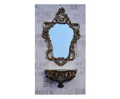 2-teiliges Set in Gold Schwarz Dualcolor bestehend aus Wandspiegel + Wandkonsole Oval Barock Antik 50x76cm Flur Eingangsmöbel Möbel Konsole Ablage Spiegel + Wandregal