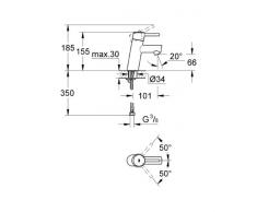 GROHE Concetto Einhand-Waschtischbatterie, glatter Körper ohne Zugstangenbohrung, reduzierter Wasserverbrauch 3224010E