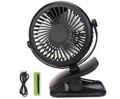 Mini USB Ventilator, Telgoner Leise Clip Tischventilator mit Wiederaufladbare Batterie, 3 Geschwindigkeitsstufen, 360 Drehbare Einstellbare Geschwindigkeiten für Schlafzimmer Büro Kinderwagen Camping
