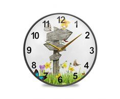 Mnsruu Badezimmer-Wanduhren Frühlingskonzept dekorative Wanduhr tickt nicht lautlos Küchenuhr, mehrfarbig, 30,5 cm (12 Zoll)