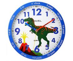 Ravel Quarz-Wanduhr für Kinder, Dinosaurier-Motiv