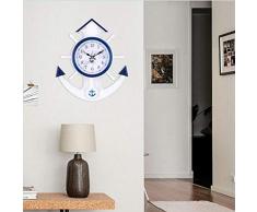 LOISK Wanduhr mediterranen Stil Anker Uhr Strand Meer Thema nautische Schiff Lenkrad Clock Rudder Decor Wandbehang Dekoration,Weiß