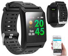 Newgen Medicals Pulsuhr: Fitness-GPS-Smartwatch, Herzfrequenz-Anzeige, Farb-Display, App, IP68 (Smartwatch wasserdicht)