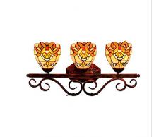 Europäische Retro Tiffany Stil Barock Kosmetikspiegel Licht Kunstglas 3-Licht Wandleuchte für Korridor Bar Restaurant