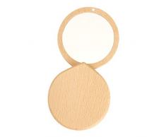 perfeclan Tragbar Holzspiegel Klappbar Schminkspiegel Frauen Spiegel Handspiegel Kosmetikspiegel, 7,4 x 8 x 1,4 cm