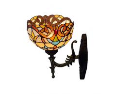 JL-Q Glasmalerei Wandleuchte Tiffany europäischen Retro-Beleuchtung E27 Wohnzimmer Nacht Korridor Balkon Barockspiegel Vorderwandleuchte