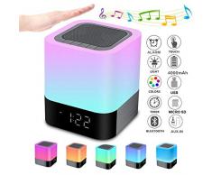 Bluetooth Lautsprecher mit Licht Nachttischlampe Touch Dimmbar Wecker Nachtlicht RGB Farbwechsel LED Tragbarer Bluetooth Lautsprecher Stimmungslicht Schlafzimmer Tischlampe Geschenk für Mädchen Kinder