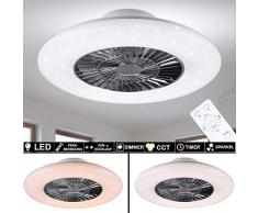 LED Decken Ventilator Sternen Effekt Tageslicht Lampe dimmbar FERNBEDIENUNG 3 Stufen Luft Kühler Timer Leuchte 59 cm