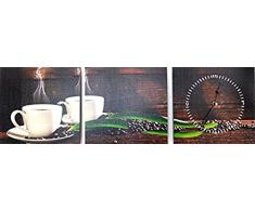 Tinas Collection 3tlg Wanduhren Set, Uhr + Zwei Bilder mit dem Motiv -Kaffeebohne-